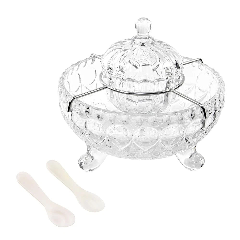 DUEBEL Car Server Set with 2 Mother of Pearl Spoons - Elegant L, Clear