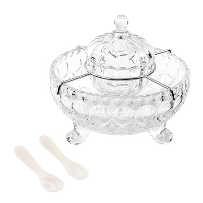 DUEBEL Car Server Set with 2 Mother of Pearl Spoons - Elegant L, Clear