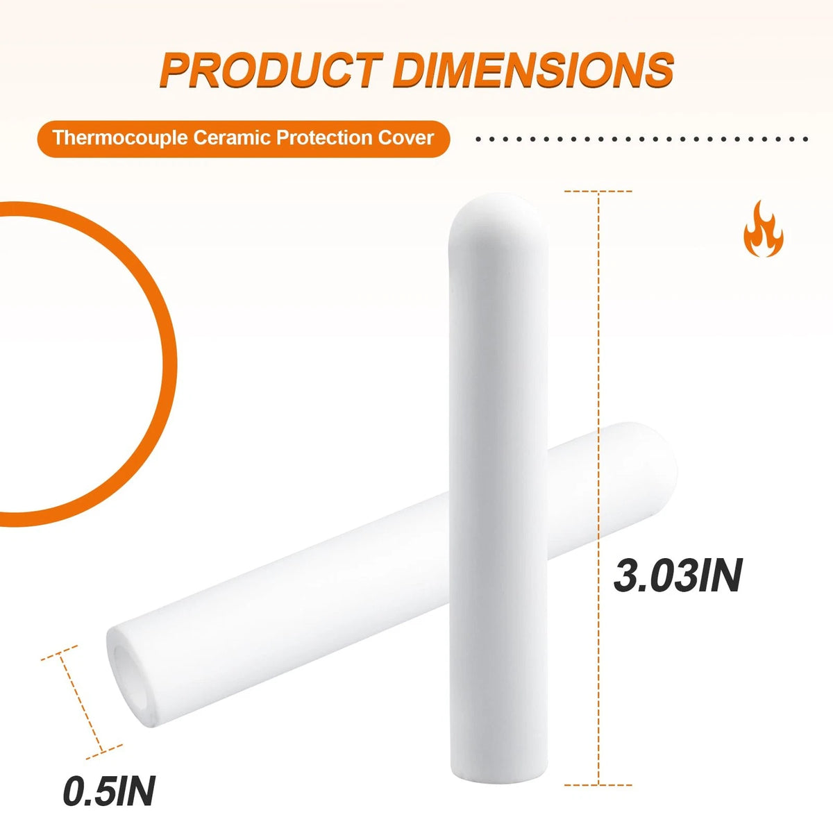 Replacement for QuadraFire Pellet Stove Thermocouple Ceramic Protection White