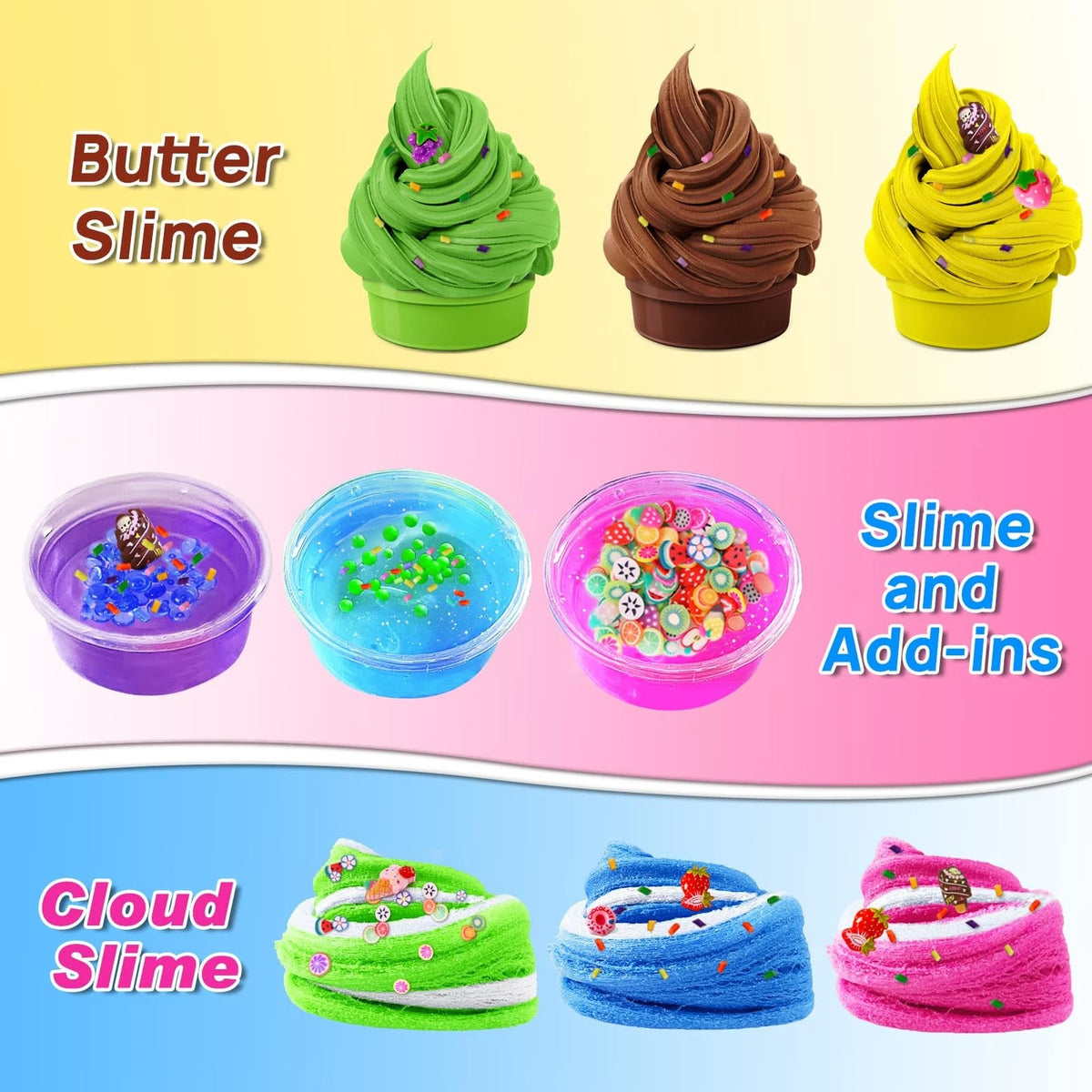Ice Cream DIY Slime Kit for Girls, Confetti Making Small, Multicolor