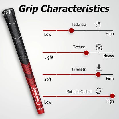 Geoleap Golf Grips Set of 13- Midsize, Red(Grips with All Repair Kits)