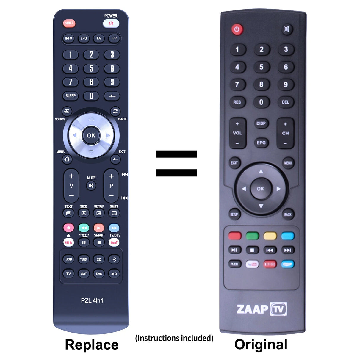 Replacement Remote Control For Zaap TV HD509N HD409N