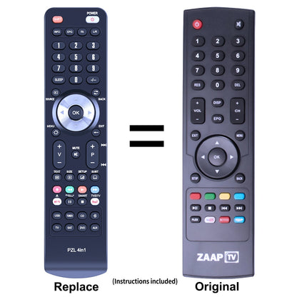 Replacement Remote Control For Zaap TV HD509N HD409N