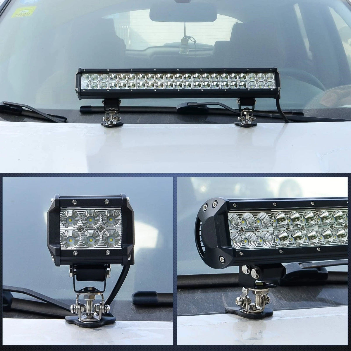 2PCS LED Light Bar Mounting Bracket Pillar Hood 304 Stainless Steel Adjustable