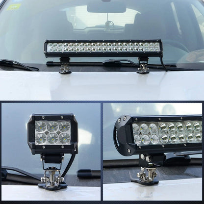 2PCS LED Light Bar Mounting Bracket Pillar Hood 304 Stainless Steel Adjustable