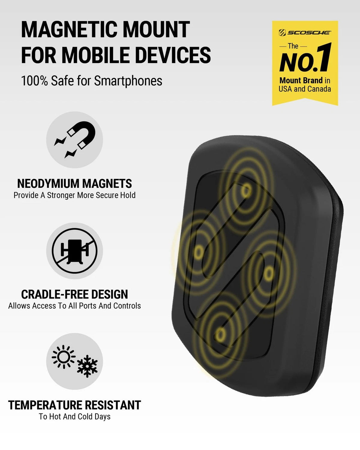 Scosche MAGDMB MagicMount Magnetic Phone Mount for Car, 1 Pack, Black