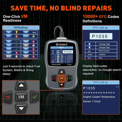CGSULIT Scan Tool SC204 OBD2 Scanner, Check SC204, Code Reader-Grey