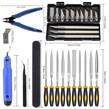 32 Piece 3D Print Tool Kit Includes Debur Tool, Cleaning, Finishing and...