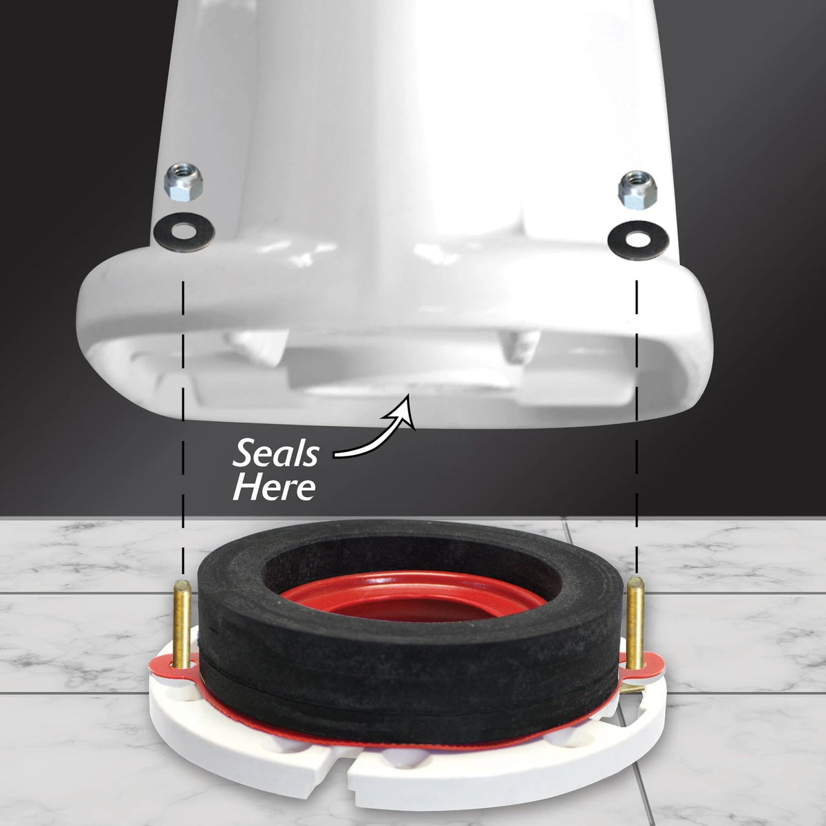 Korky 6000BP Universal Toilet WaxFree Seal with Hardware - 1 Pack, Red