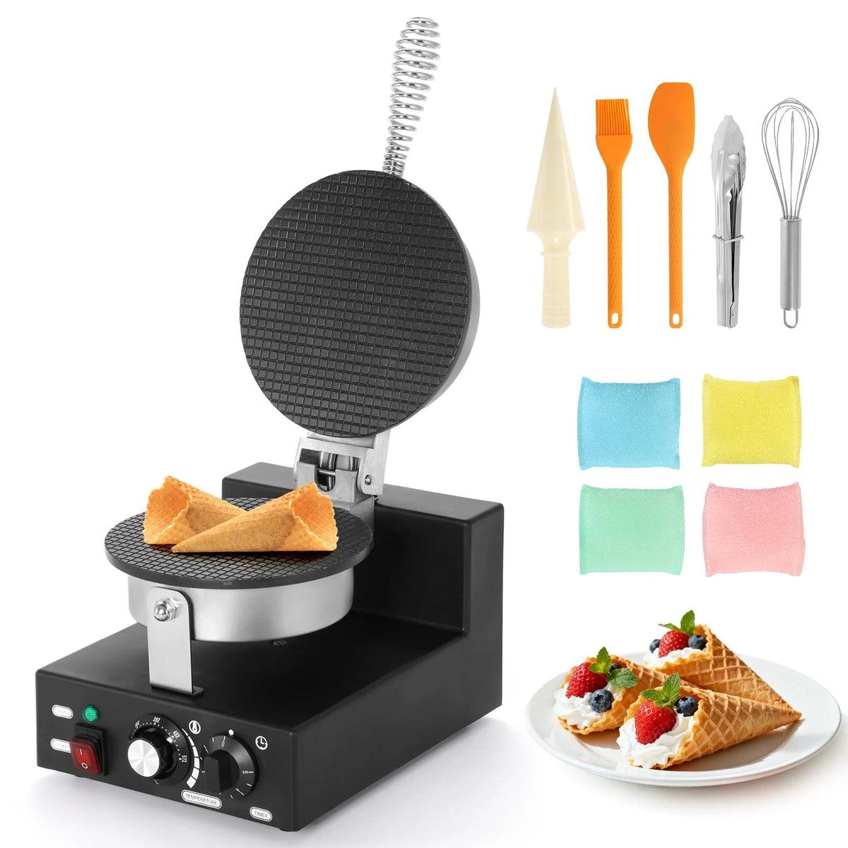 Dyna-Living Waffle Cone Maker Commercial Ice 9.8* 12.6* 21.7 inch, Black