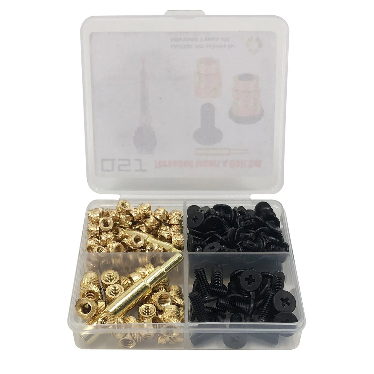 QSJ 200Pcs Threaded Insert Bolt Kit 1 M3 M4 & Black Bolt,
