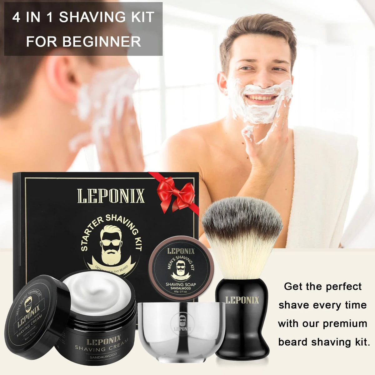 Mens Shaving Kit, The Ultimate Secret Santa Gift 1 Ounce (Pack of 4), Black
