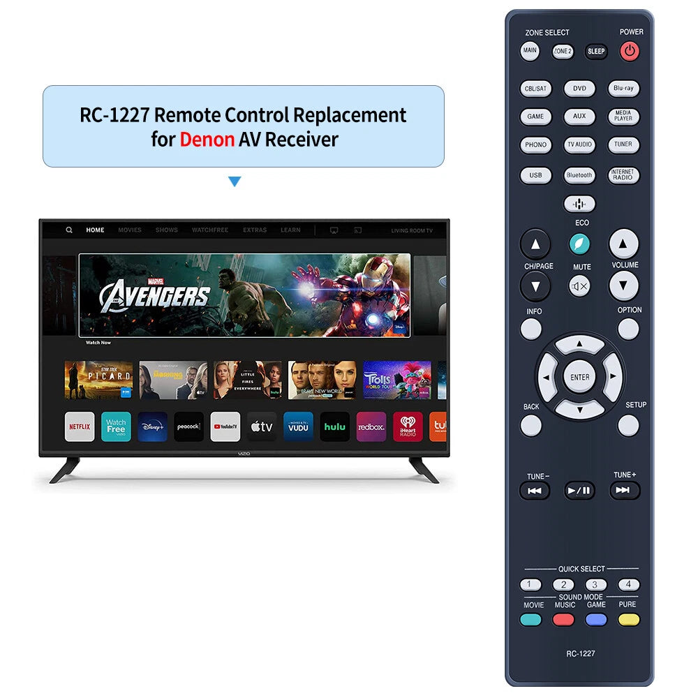 RC-1227 Remote Control For Denon AV Receiver AVR-X1400H AVR-X1600H AVR-S730H