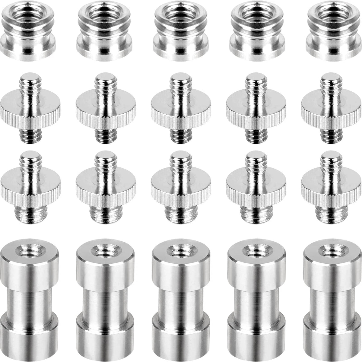 Camera Screw Set - 20pcs Tripod Adapter Mounts for 1/4" to 3/8" 1/4", Silver