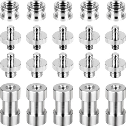 Camera Screw Set - 20pcs Tripod Adapter Mounts for 1/4" to 3/8" 1/4", Silver