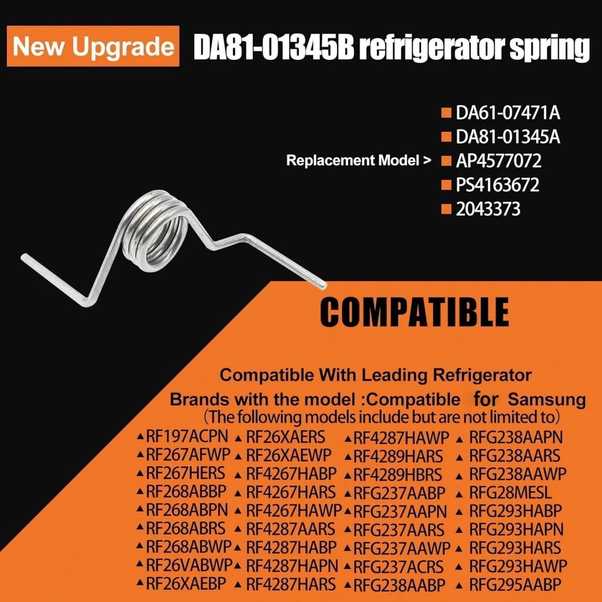 For Samsung Refrigerator Door Spring DA81-01345B 2 Pcs Stainless Steel Reliable