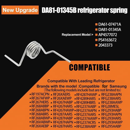 For Samsung Refrigerator Door Spring DA81-01345B 2 Pcs Stainless Steel Reliable