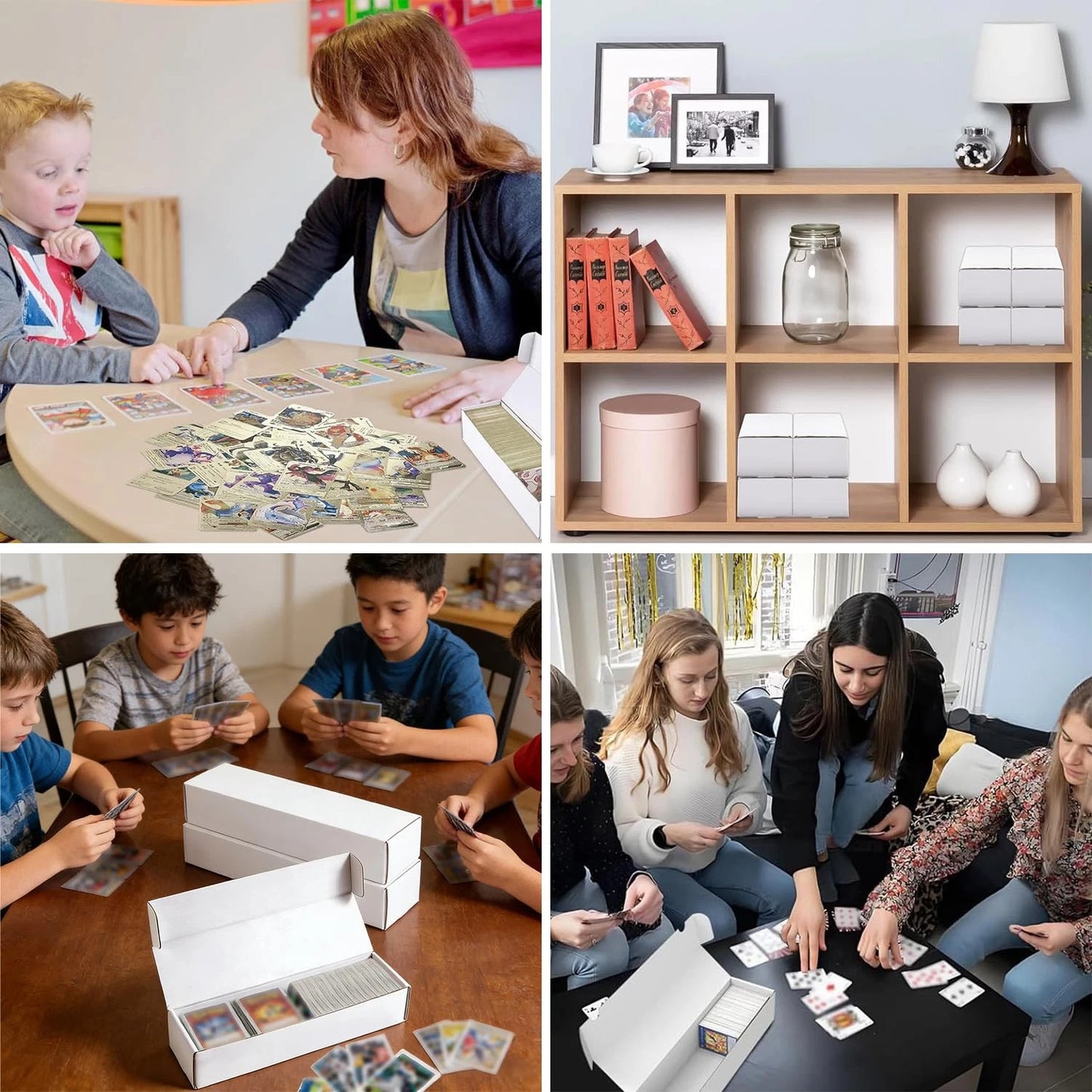 OPPERLLY 3 Pack Trading Card Storage Box, 3 Size Designs 3 Pack, WHITE