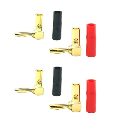 8x 90 Deg Banana Plugs Gold Plated Copper Dual Screw Solderless 10-18AWG Speaker