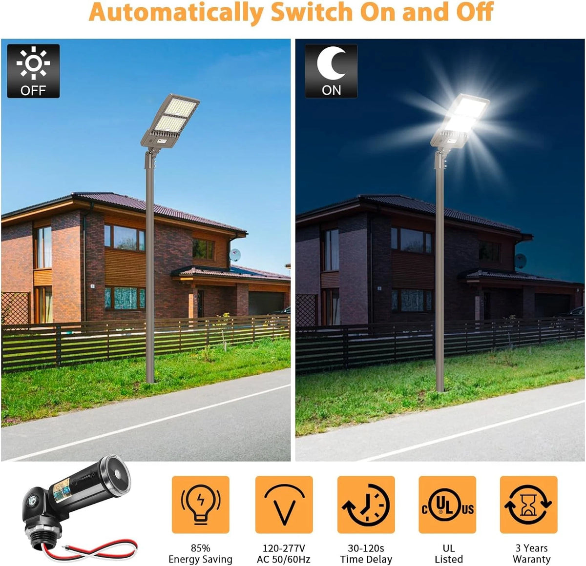 2 Pack Dusk to Dawn Sensor for Outdoor Lighting, 120-277V 2 Pack, Black