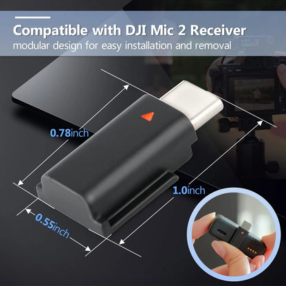 for DJI MIC 2 Adapter Type-C Phone Wireless Microphone Receiver Mic Black
