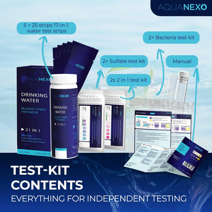 AQUANEXO 18 Parameters, 125 Drinking Water Test Strips (5 x 25) + 2 x...