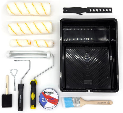 Edward Tools 13 Piece Paint Roller Kit Deluxe - 9” with Covers, Black