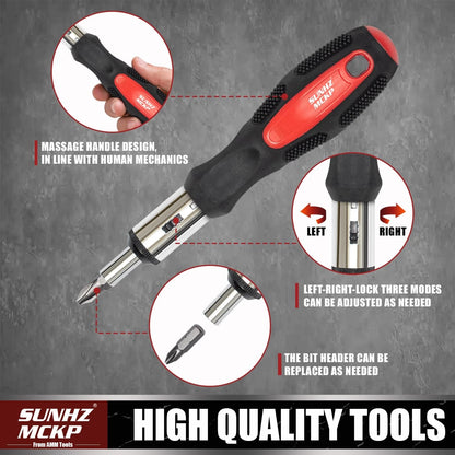 SUNHZMCKP 124-Piece Magnetic Screwdriver 124PC Set, Black and Red