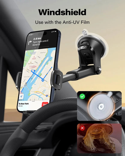 APPS2Car Suction Cup Phone Mount, Universal 6.3 inches, Black-1st Version