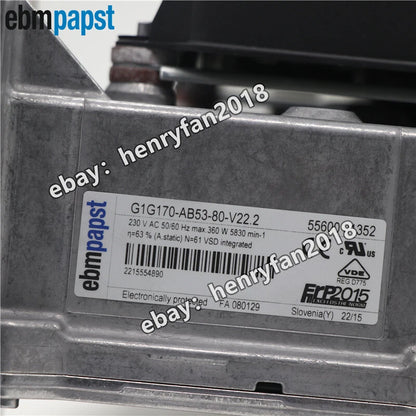 G1G170-AB53-80 Ebmpapst EC Blower Fan 230VAC 1.6A 360W 5830RPM Gas Boiler Fan