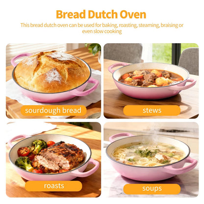 Sourdough Starter Kit With Dutch Oven,6QT Enameled Cast Iron 6QT, Pink
