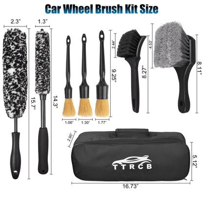 8Pcs Wheel Brush, Tire Cleaner Brush Set - 2 Soft Black