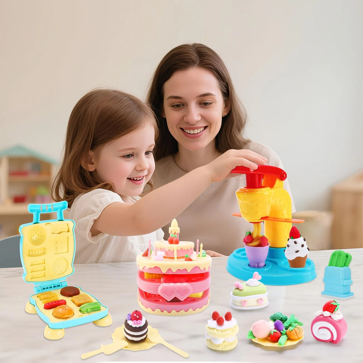 Crelloci 4 in 1 Color Dough Kitchen Creations Set, Ice Child-size, Multicolor