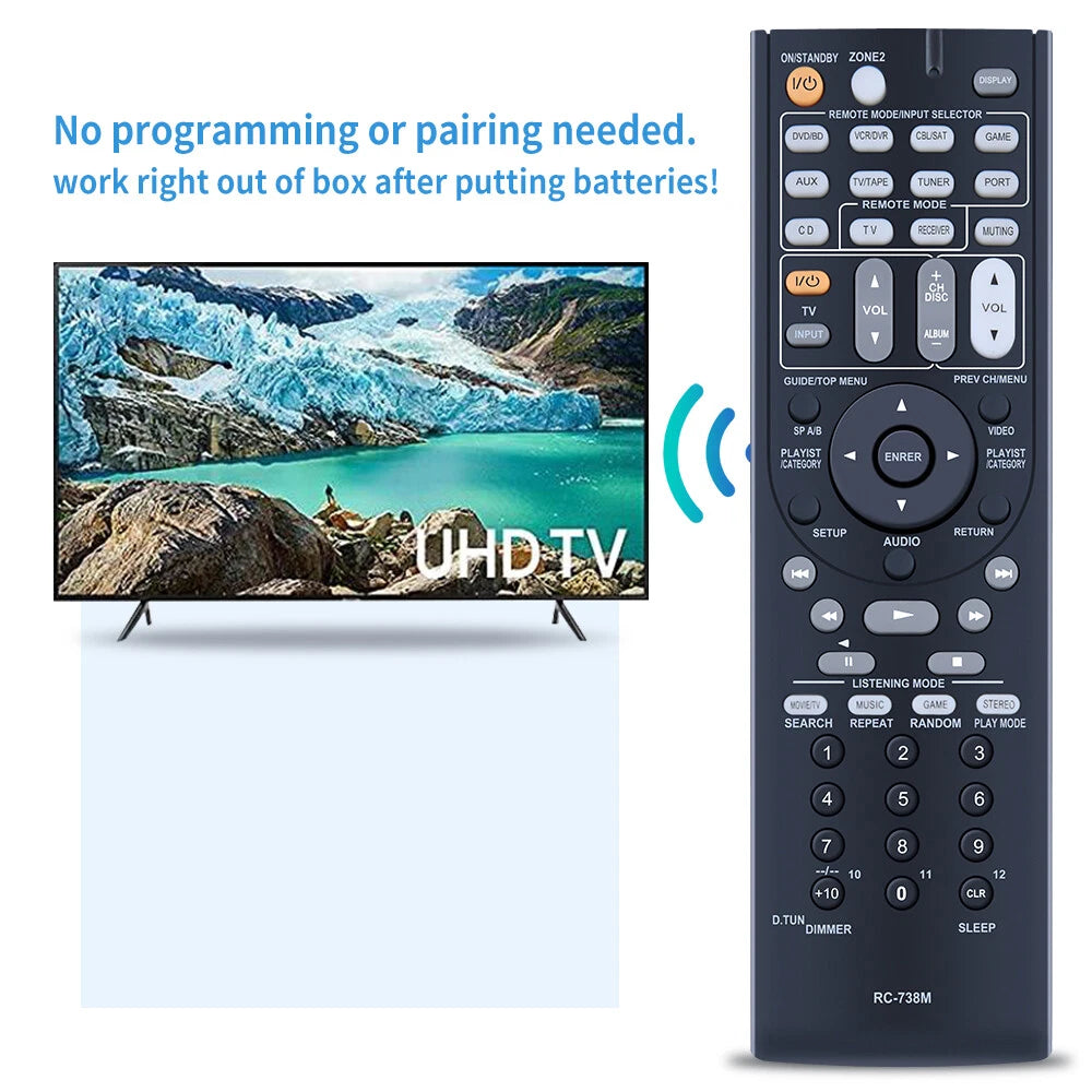 RC-738M Remote Control For Onkyo AV Receiver HT-RC160 HT-S7200 TX-SR607