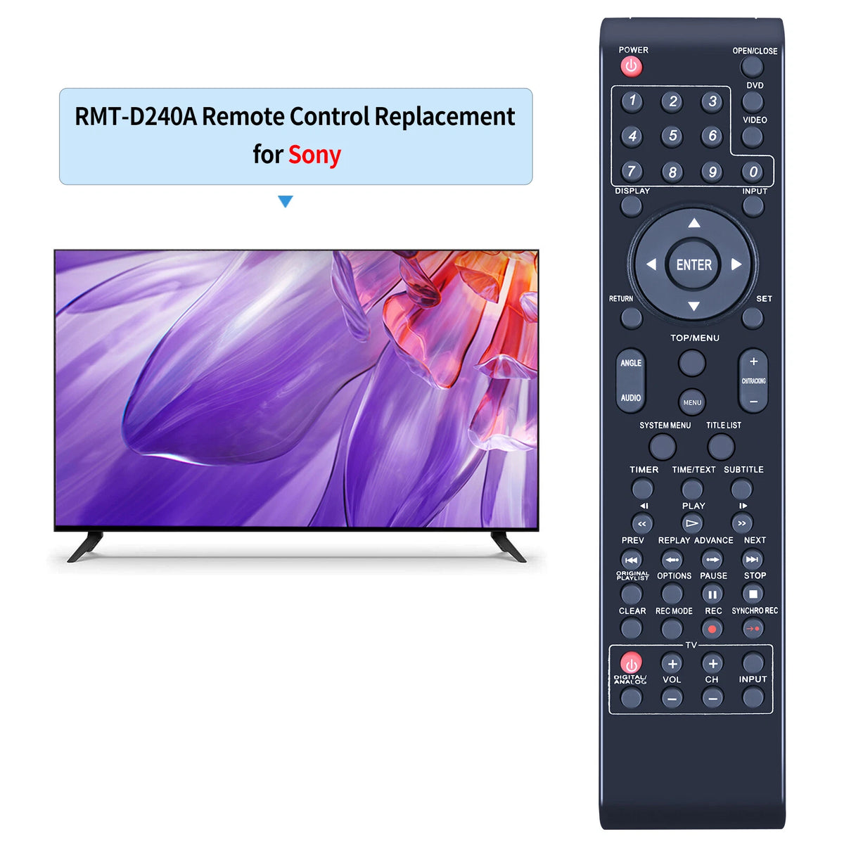 Replaced Remote RMT-D240A For Sony RDR-VX525 RDR-VX555 RDR-VXD655 SDR-VX525