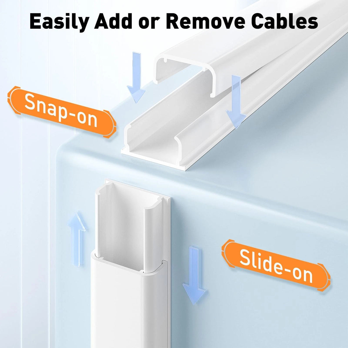 Delamu TV Cord Hider, Covers for 56.7in L x 0.94in W x 0.47in H, White