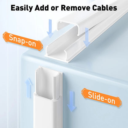 Delamu TV Cord Hider, Covers for 56.7in L x 0.94in W x 0.47in H, White