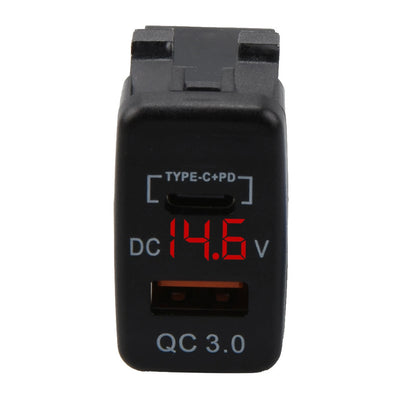 Dual Type C + PD USB QC 3.0 Car Socket Charger 12-24V LED Car Adapter For Toyota