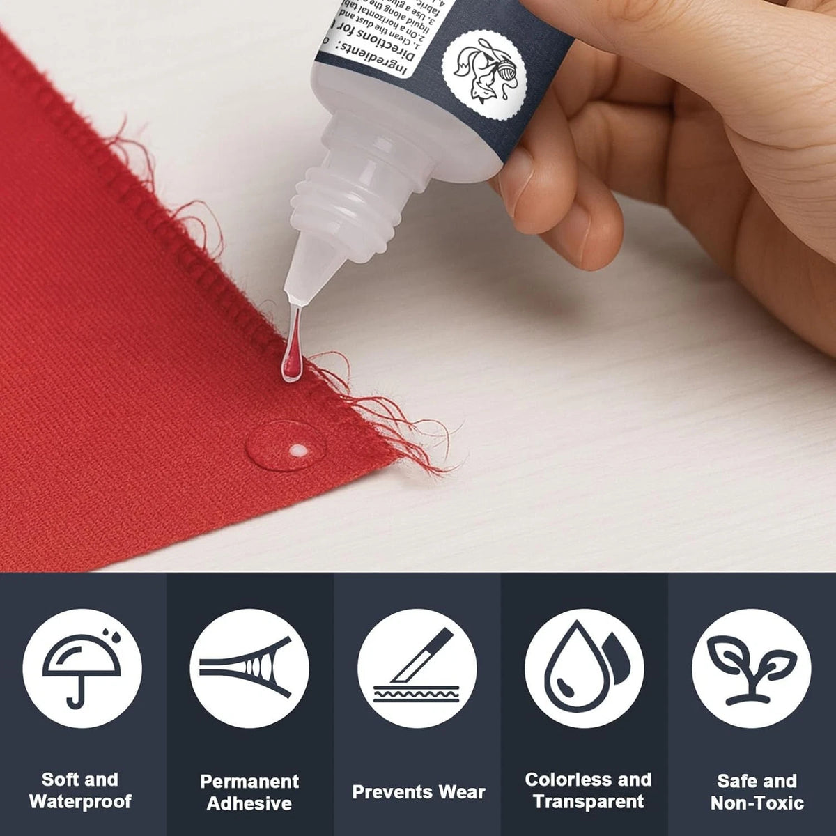 2pcs Fray Stop for Fabric, Prevents Textile from Wearing and Unraveling Clear