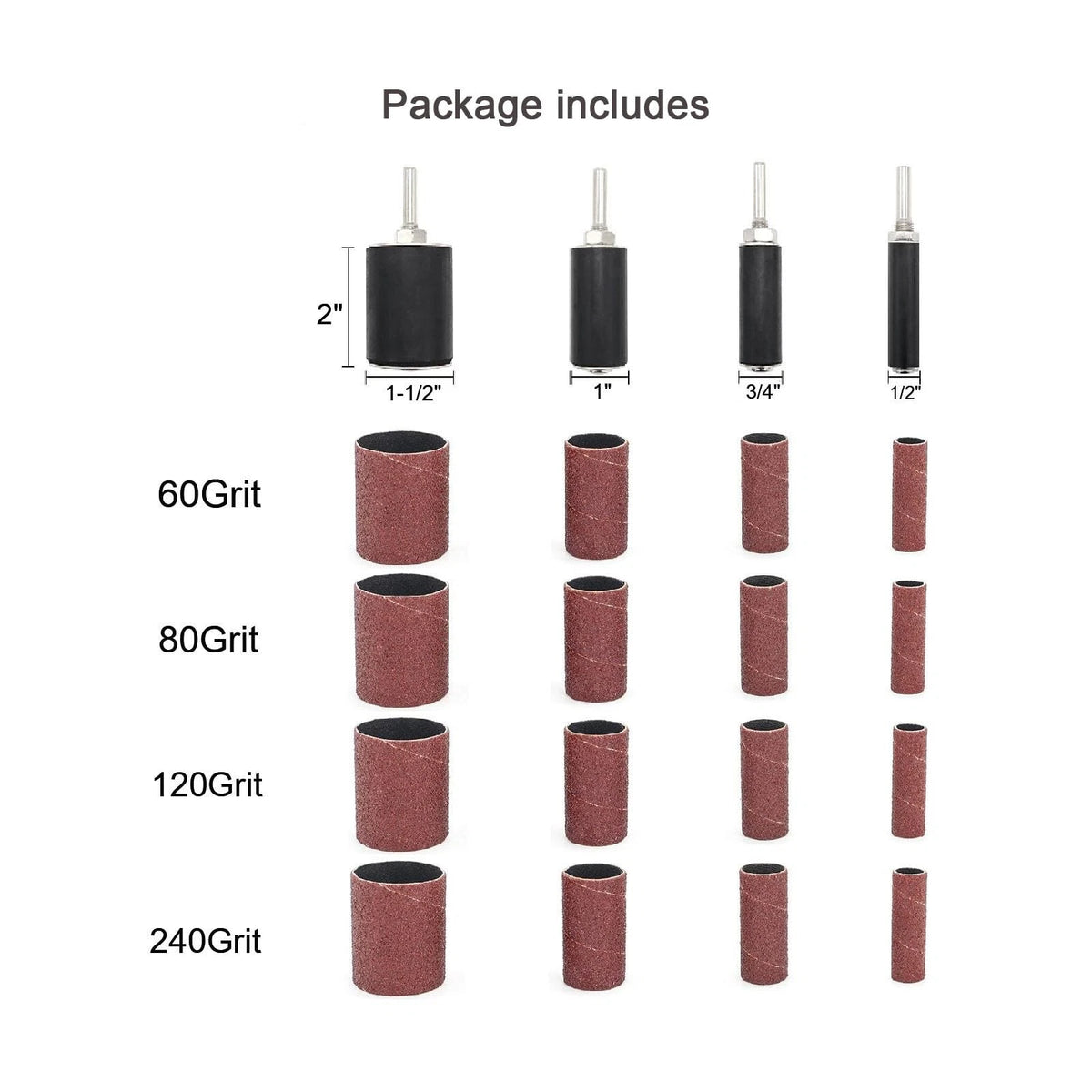 HANPINYUAN 20 Packs Sanding Drum Kit and Sleeves Set for Drill or Drill...