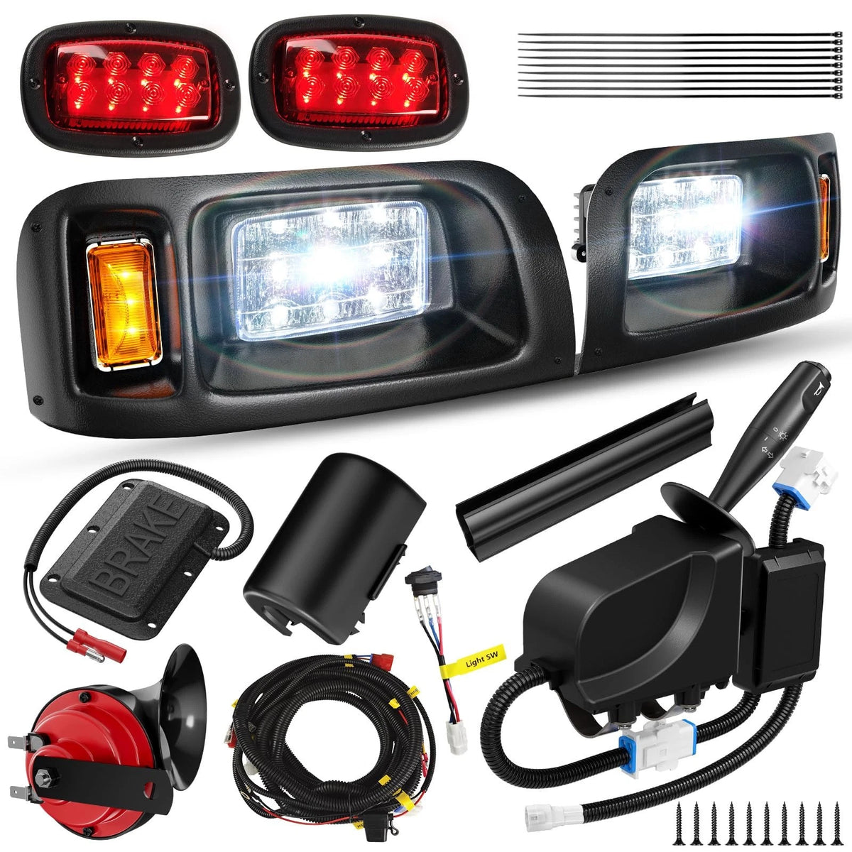 12V Deluxe Golf Cart Light Kit for Club Car DS 1993-UP, Standard, BLACK