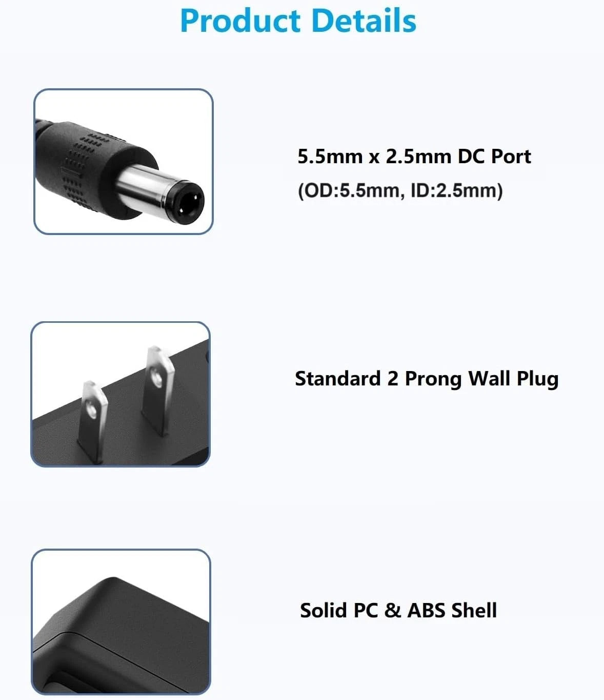 5V 2A Power Supply Adapter, AC to DC Adapter Cord, 100-240 Black