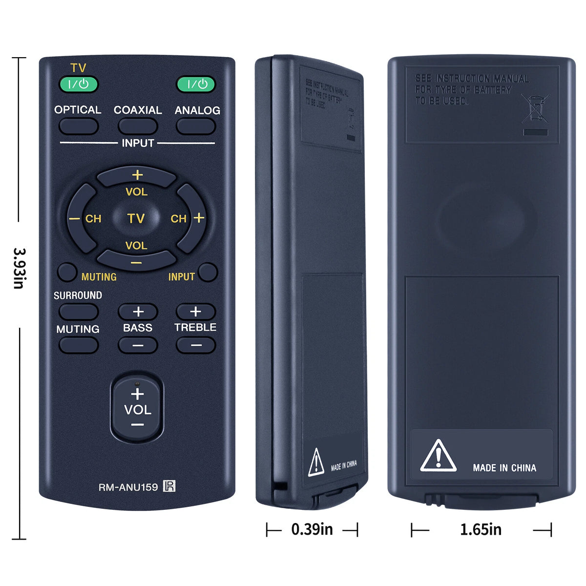 RM-ANU159 Remote Control For Sony Sound Bar HT-CT60 HT-CT60/C SA-CT60 SS-WCT60