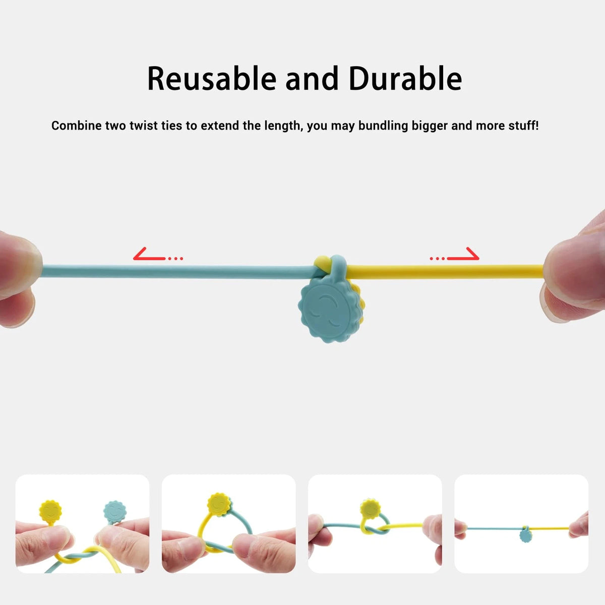 Rich&Ray Magnetic Reusable Silicone Cable Ties, Phone 9-pack, 9color-9pack