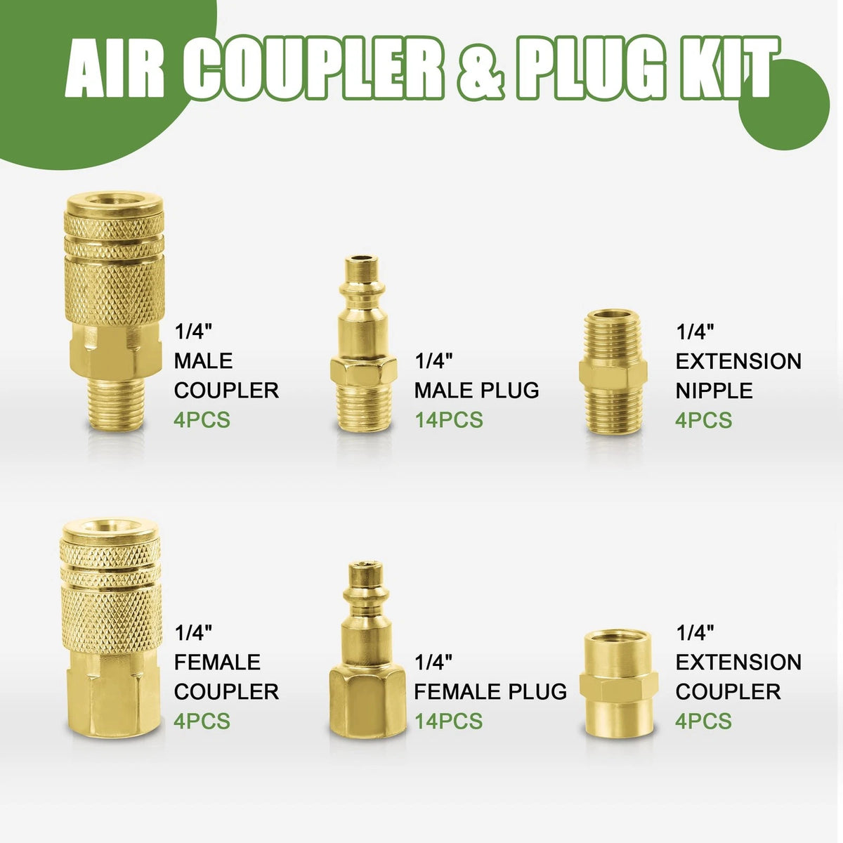 Ailbiuko Air Coupler & Plug Kit,45 Pcs 1/4" NPT Tool Fittings 1/4 inch