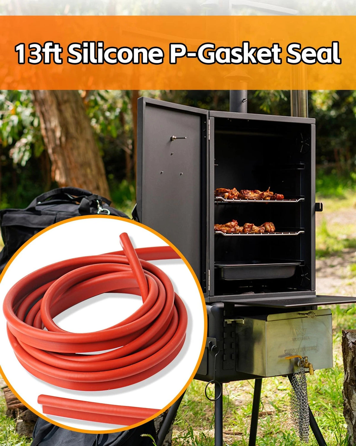 Zorqon 13ft Silicone P-Gasket Seal, High-Temp Gasket Seal Replacement for red