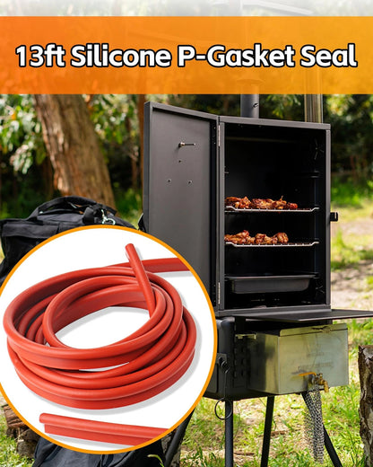 Zorqon 13ft Silicone P-Gasket Seal, High-Temp Gasket Seal Replacement for red