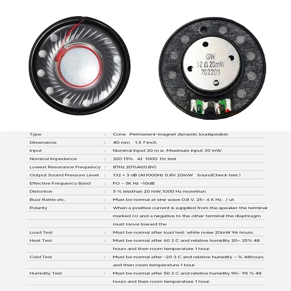 Komsunma Headphone Speaker Driver 40mm 32ohm for Beats Studio3, Black