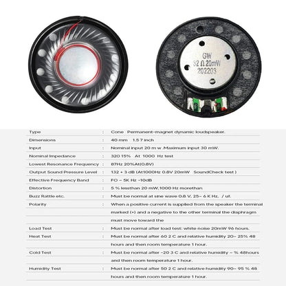 Komsunma Headphone Speaker Driver 40mm 32ohm for Beats Studio3, Black