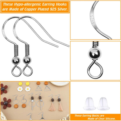 Thrilez Hypoallergenic Earring Hooks, 600Pcs Making Silver and Gold